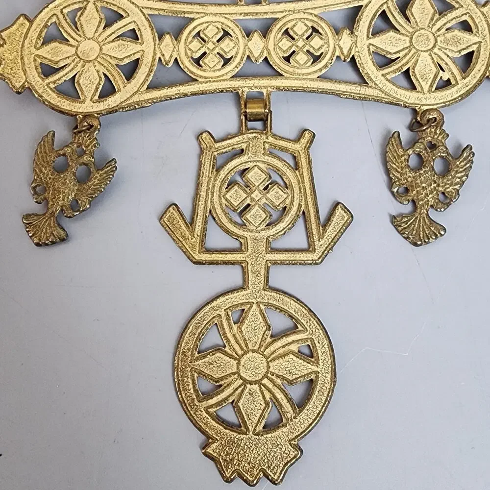 Smaltotex Enameled Bronze Hanging Candle Holder Greek Orthodox Cross Shaped